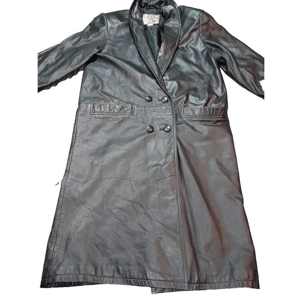 Vintage INTERNATIONAL Leather Collection Long Trench Coat Duster Women Size Med
